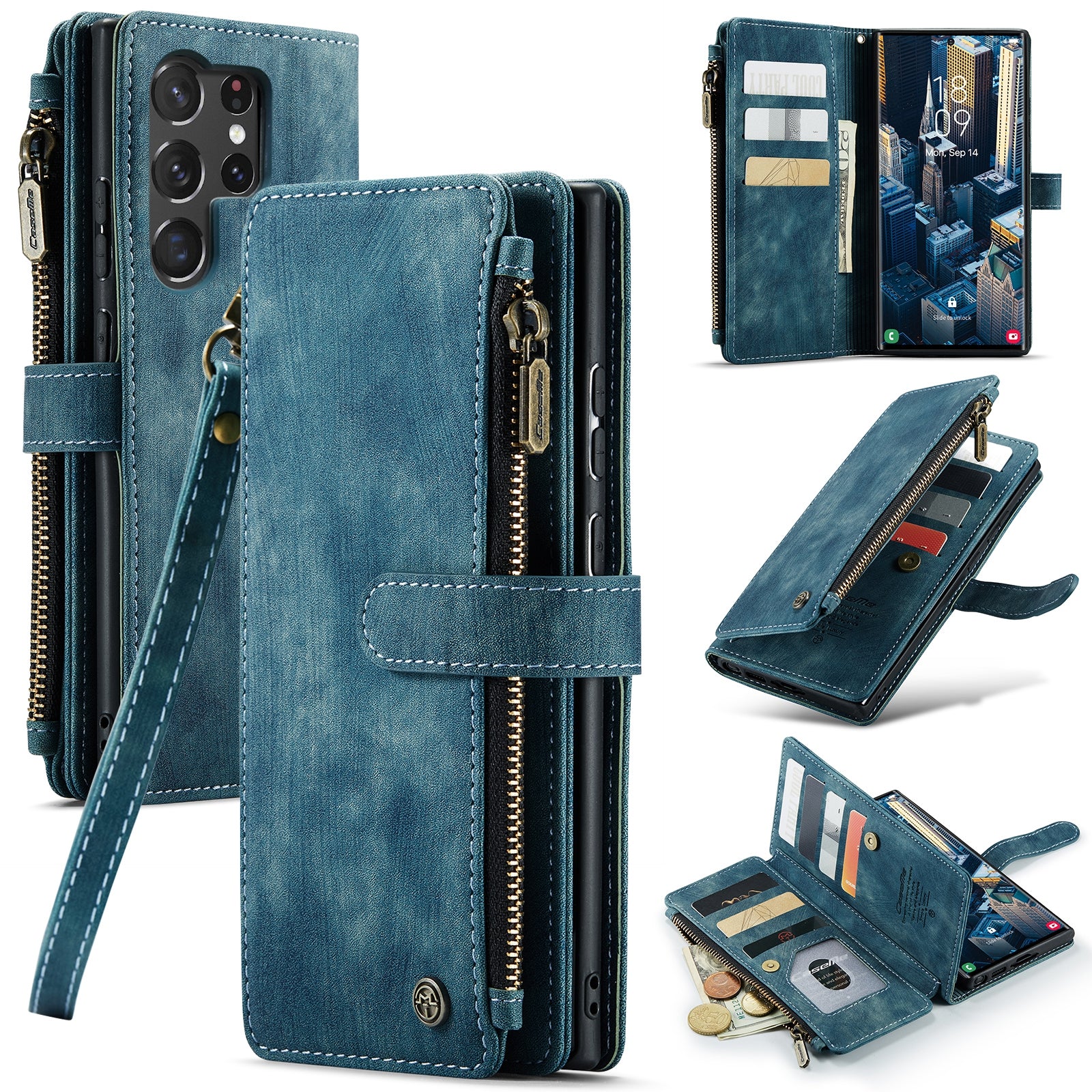CASEME C30 Series for Samsung Galaxy S23 Ultra PU Leather Case 10 Card Slots Zipper Pocket Stand Phone Cover CASEME C30 Series for Samsung Galaxy S23 Ultra PU Leather Case 10 Card Slots Zipper Pocket Stand Phone Cover